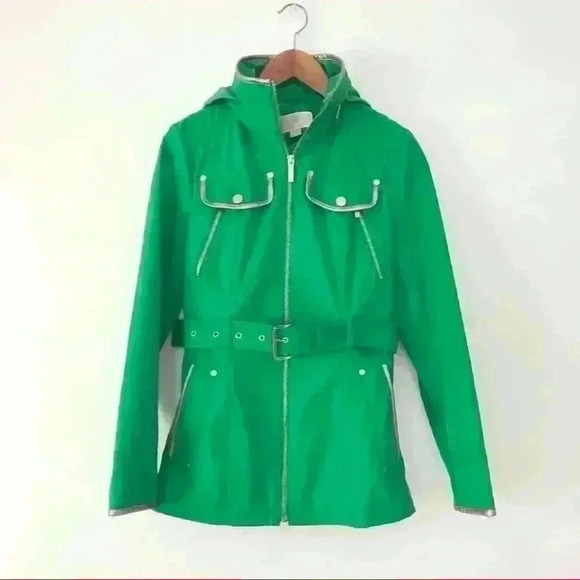 MICHAEL Michael Kors Green Belted Trench Coat - Picture 1 of 10